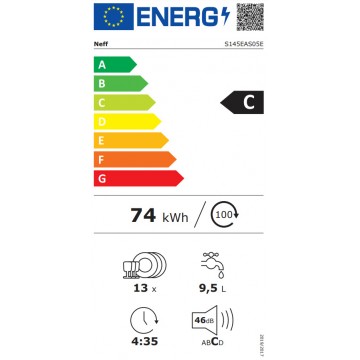 Neff S145EAS05E Εντοιχιζόμενο Πλυντήριο Πιάτων με Wi-Fi για 13 Σερβίτσια Π59.8xY81.5εκ. Γκρι